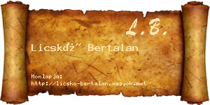 Licskó Bertalan névjegykártya